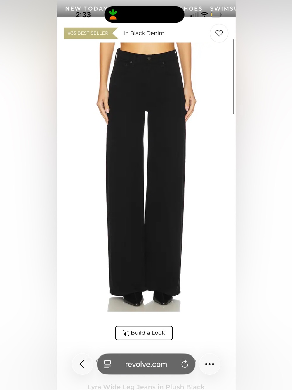 Citizens Of Humanity Plush Wide Leg Jeans in Black-Excellent Condition!